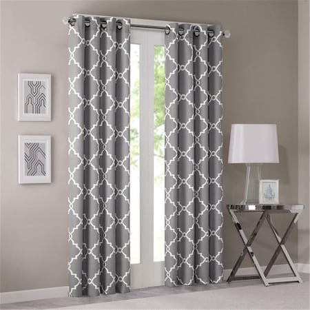 Madison Park Saratoga Fretwork Print Window Curtain, Grey - 84 in. MP40-1282